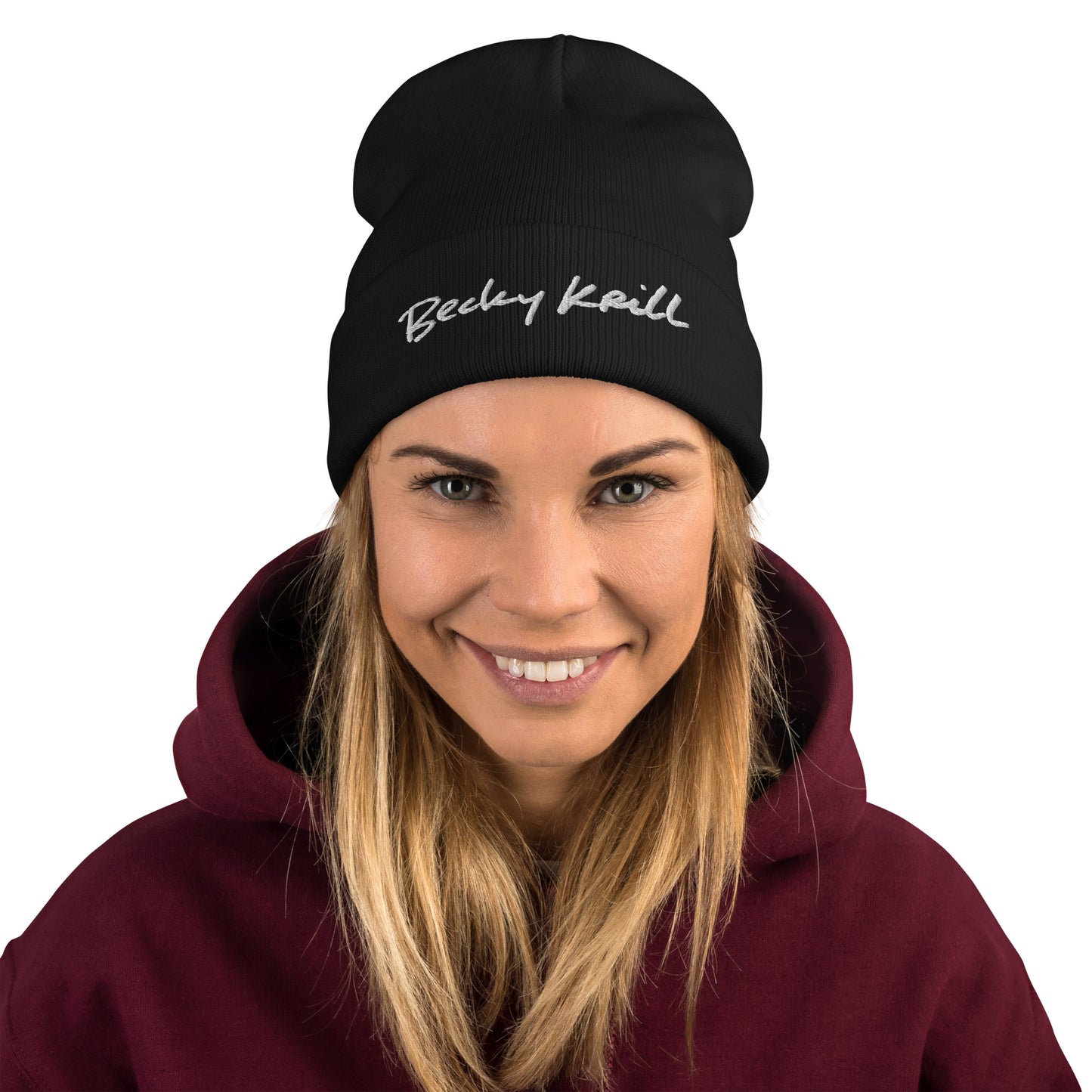 White on Black, BK Logo Embroidered Beanie
